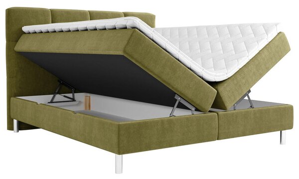 POSTELJA Z VZMETNICO 140 cm x 200 cm , tekstil olivno zelena