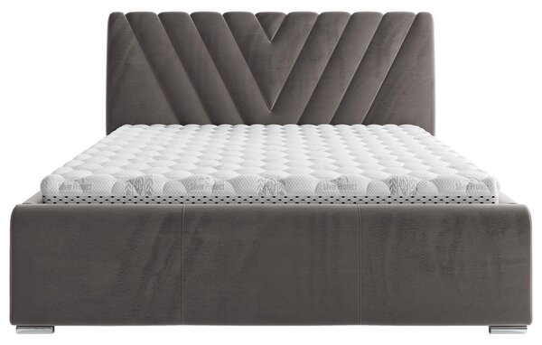 OBLAZINJENA POSTELJA 140 cm x 200 cm , tekstil temno siva
