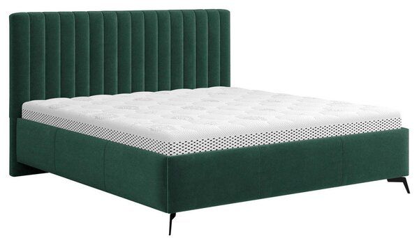 OBLAZINJENA POSTELJA 140 cm x 200 cm , tekstil gozdno zelena