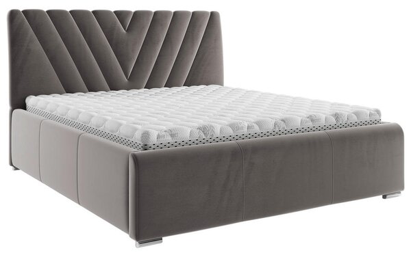 OBLAZINJENA POSTELJA 140 cm x 200 cm , tekstil temno siva