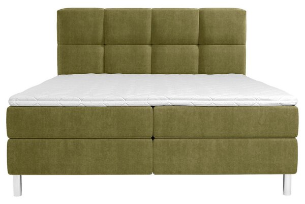 POSTELJA Z VZMETNICO 140 cm x 200 cm , tekstil olivno zelena