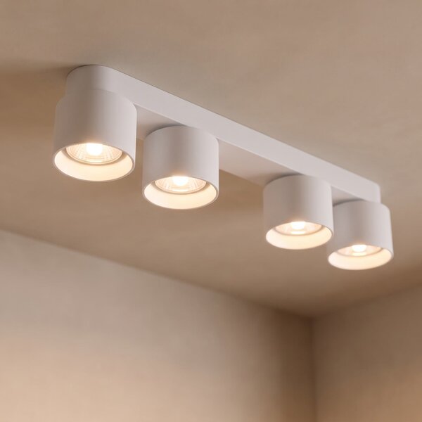 Nordlux Downlight Pitcher, bela/srebrna, 4-žarilna, kovina, GU10, zatemnjen, Bela, Dnevna soba / jedilnica, Kovina, Sodobni