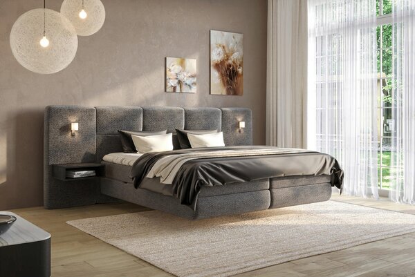 BOXSPRING POSTELJA 140 cm x 200 cm , tekstil antracit
