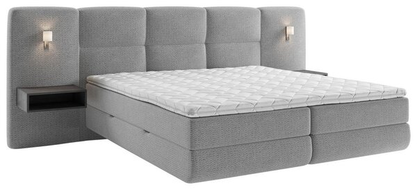 BOXSPRING POSTELJA 180 cm x 200 cm , tekstil temno siva