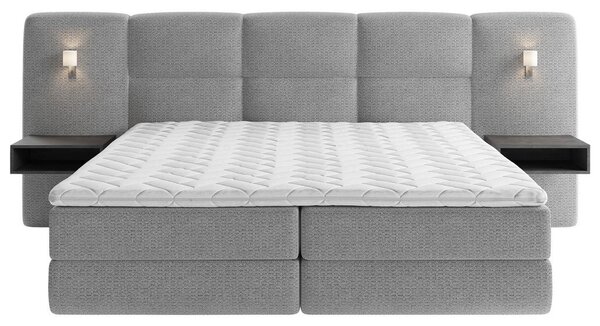 BOXSPRING POSTELJA 180 cm x 200 cm , tekstil temno siva