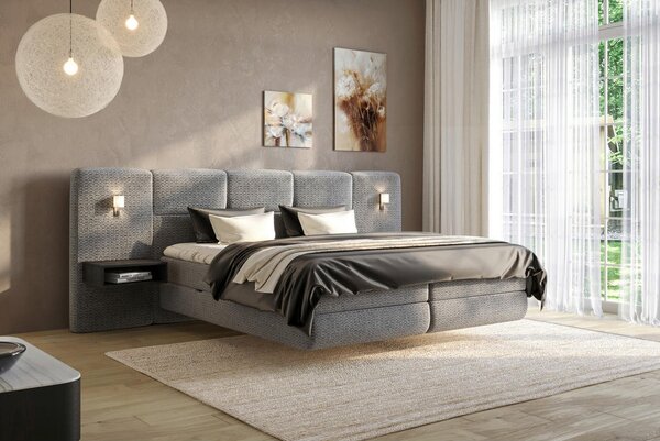 BOXSPRING POSTELJA 180 cm x 200 cm , tekstil temno siva