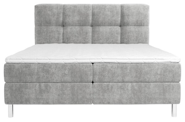 POSTELJA Z VZMETNICO 140 cm x 200 cm , tekstil svetlo siva