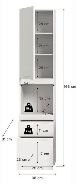 VISEČA OMARA 38/166/31 cm