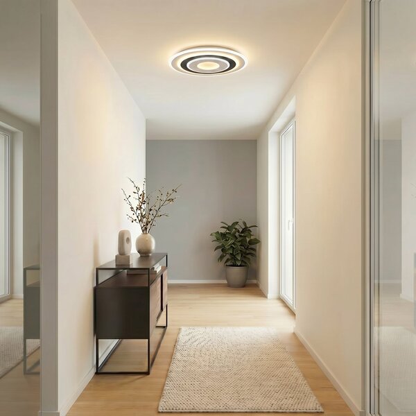 Lindby LED stropna svetilka Rebeka, okrogla, Ø 70 cm, CCT, z možnostjo, zatemnjen, Bela, Dnevna soba / jedilnica, Plastika, Sodobni