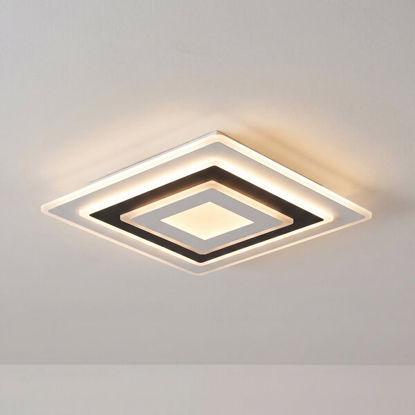 Lindby LED stropna svetilka Rebeka, 50 x cm, CCT, z možnostjo zatemnitve, zatemnjen, Bela, Dnevna soba / jedilnica, Plastika, Sodobni