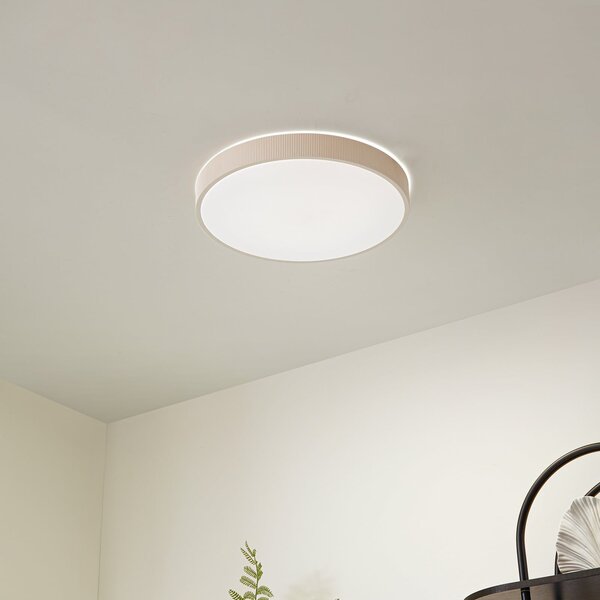 Lindby LED-stropna svetilka Zylo, bež, Ø 49 cm, CCT, z možnostjo zatemnitve, zatemnjen, Bež, Dnevna soba / jedilnica, Plastika