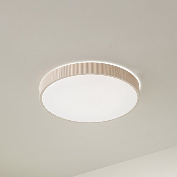 Lindby LED-stropna svetilka Zylo, bež, Ø 49 cm, CCT, z možnostjo zatemnitve, zatemnjen, Bež, Dnevna soba / jedilnica, Plastika