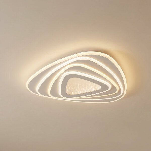 Lindby LED stropna svetilka Rebeka, 48 x 49 cm, CCT, daljinski upravljalnik, zatemnjen, Bela, Dnevna soba / jedilnica, Kovina, Sodobni