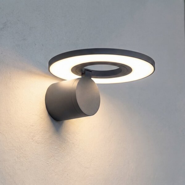 Arcchio LED zunanja stenska svetilka Tovio, antracit, vrtljiva, Siva, Aluminij, Sodobni