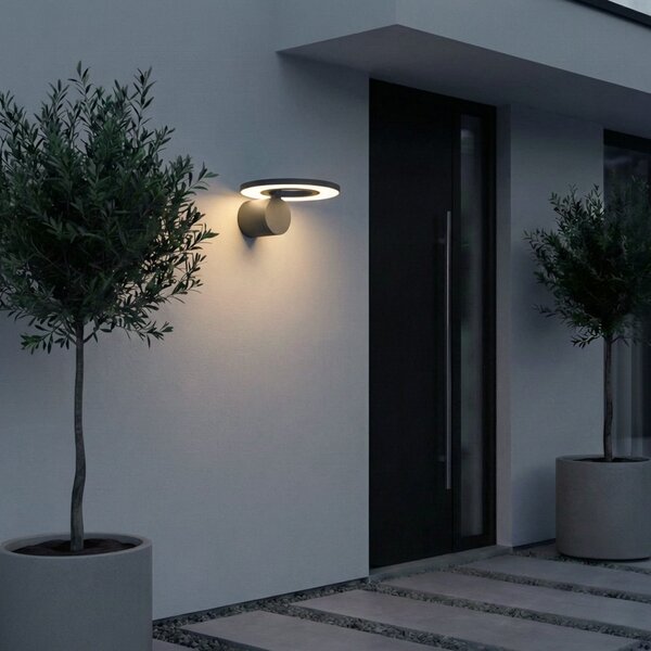 Arcchio LED zunanja stenska svetilka Tovio, antracit, vrtljiva, Siva, Aluminij, Sodobni