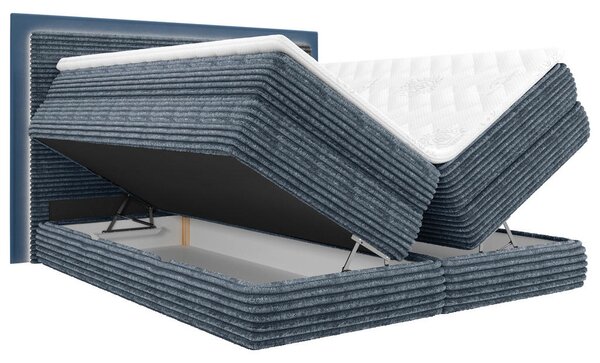 BOXSPRING POSTELJA 180 cm x 200 cm , tekstil temno modra