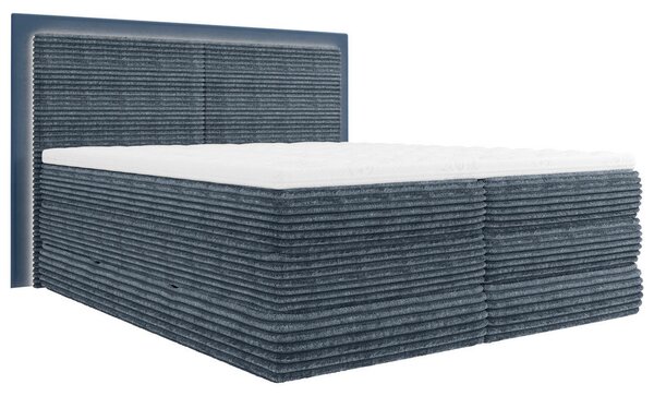 BOXSPRING POSTELJA 180 cm x 200 cm , tekstil temno modra