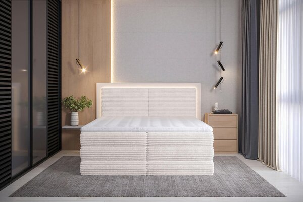 BOXSPRING POSTELJA 180 cm x 200 cm , tekstil krem barve
