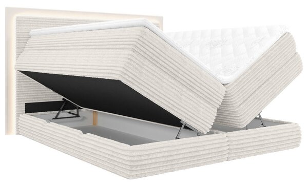 BOXSPRING POSTELJA 180 cm x 200 cm , tekstil krem barve