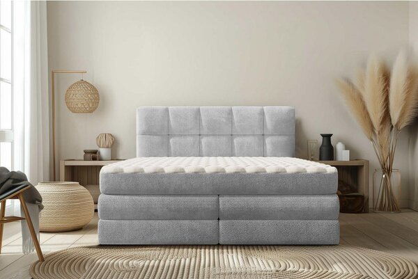 BOXSPRING POSTELJA 180 cm x 200 cm , tekstil svetlo siva