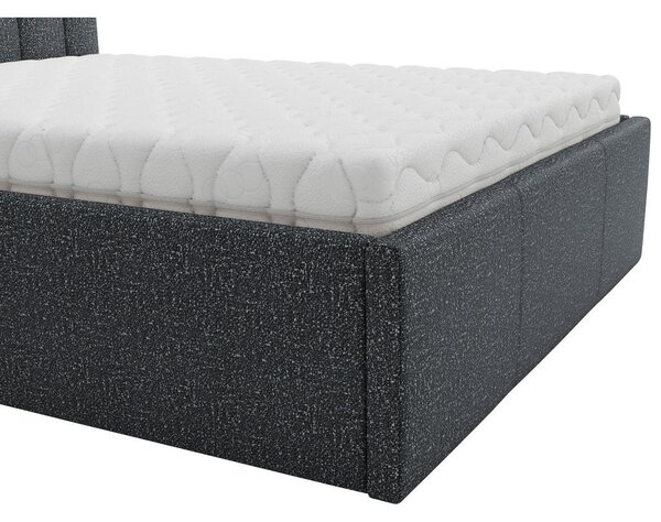 OBLAZINJENA POSTELJA 140 cm x 200 cm , tekstil antracit