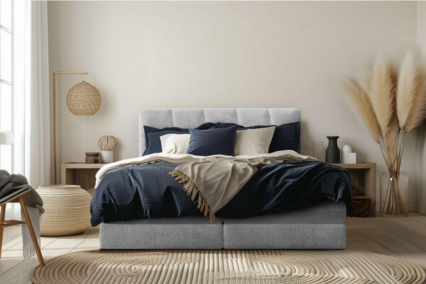 BOXSPRING POSTELJA 180 cm x 200 cm , tekstil svetlo siva