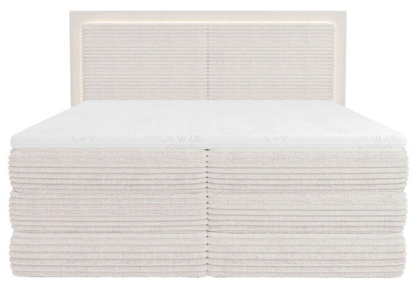 BOXSPRING POSTELJA 180 cm x 200 cm , tekstil krem barve