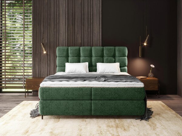 BOXSPRING POSTELJA 140 cm x 200 cm , tekstil zelena