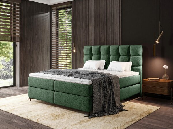 BOXSPRING POSTELJA 140 cm x 200 cm , tekstil zelena