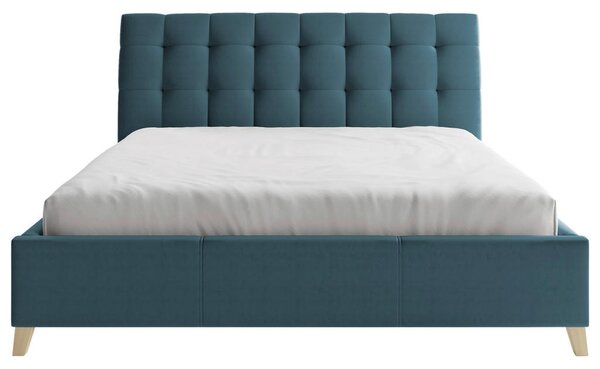 OBLAZINJENA POSTELJA 140 cm x 200 cm , tekstil modra