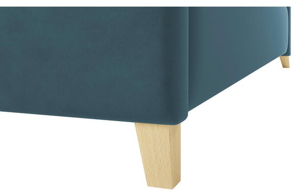 OBLAZINJENA POSTELJA 140 cm x 200 cm , tekstil modra