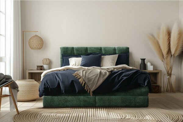 BOXSPRING POSTELJA 180 cm x 200 cm , tekstil zelena