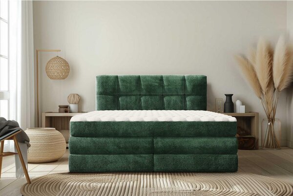 BOXSPRING POSTELJA 180 cm x 200 cm , tekstil zelena