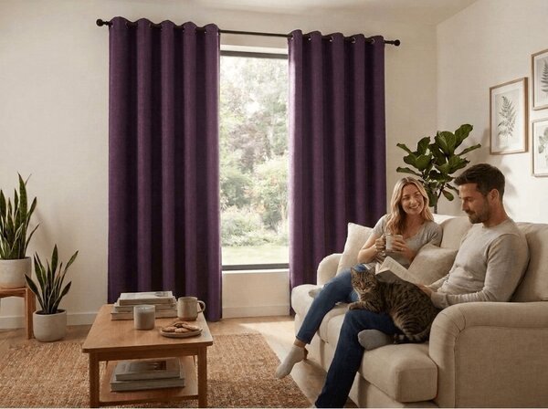 Zatemnitvena zavesa DUNES VELVET 140x250 cm, vijolična Za obesiti: Kovinski obročki