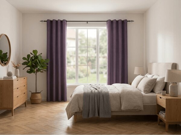 Zatemnitvena zavesa DUNES VELVET 140x250 cm, vijolična Za obesiti: Kovinski obročki