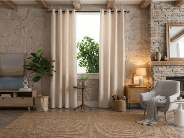 Zatemnitvena zavesa DUNES VELVET 140x250 cm, kremna Za obesiti: Kovinski obročki