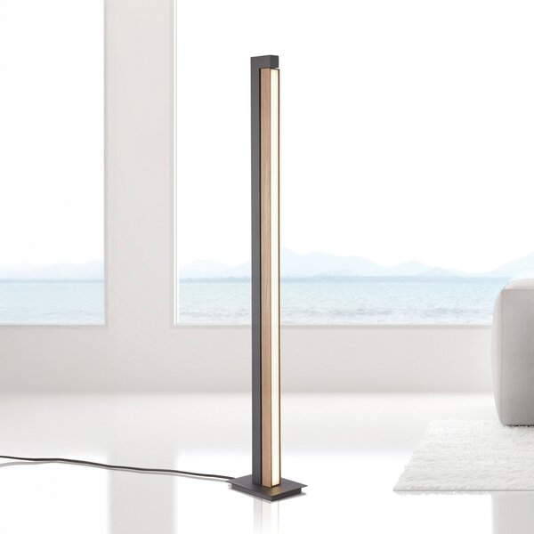 PURE Talna svetilka LED Lines, črna, les, daljinski upravljalnik, 140 cm, zatemnjen, Les, Dnevna soba / jedilnica, Les