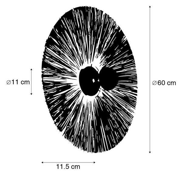 Podeželska stenska svetilka črna z vrvjo 60 cm - Leia