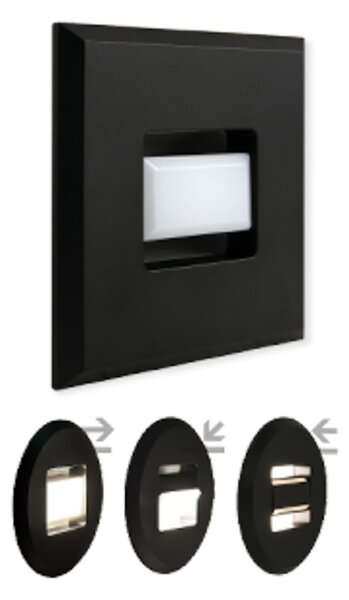 MEGAMAN LED vgradna svetilka Tina, črna, dolžina 9 cm, vrtljiva, Črna, Dnevna soba / jedilnica, Plastika, Sodobni
