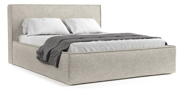 Svetlo siva oblazinjena zakonska postelja s prostorom za shranjevanje z letvenim dnom 160x200 cm Lounge L – Maison de Rêve