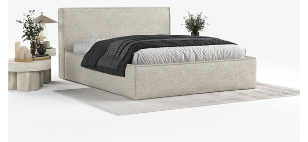 Svetlo siva oblazinjena zakonska postelja s prostorom za shranjevanje z letvenim dnom 160x200 cm Lounge L – Maison de Rêve