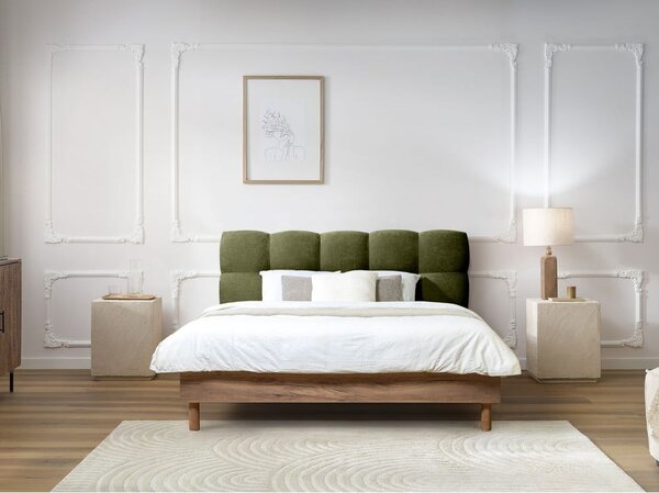 Zelena oblazinjena zakonska postelja z letvenim dnom 160x200 cm Kumo – Bobochic Paris