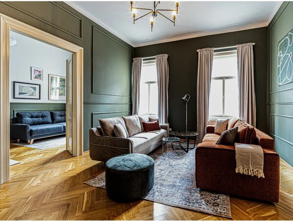 Oranžno-rjava raztegljiva sedežna garnitura Emile - Bobochic Paris