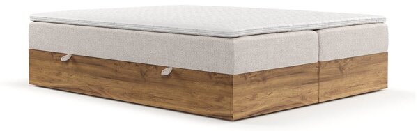 Boxspring postelja s prostorom za shranjevanje v bež in naravni barvi 160x200 cm Faro – Maison de Rêve