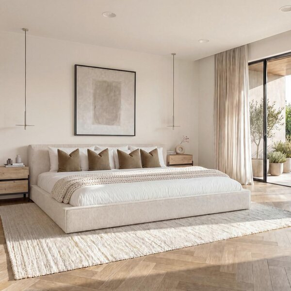 Bessagi Home Oblazinjena Družinska Postelja Serena, Slonokoščena. 270x200