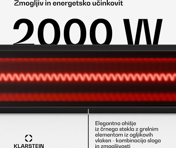 Klarstein Phantom stenski infrardeči grelnik | 2000 W | 15 m² | Zmogljiv in tanek | 84 cm x 10 cm