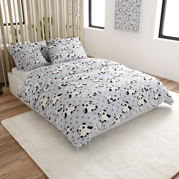 Posteljnina iz mikrovlaken PANDA siva Dimenzije posteljnine: 70 x 80 cm | 140 x 200 cm