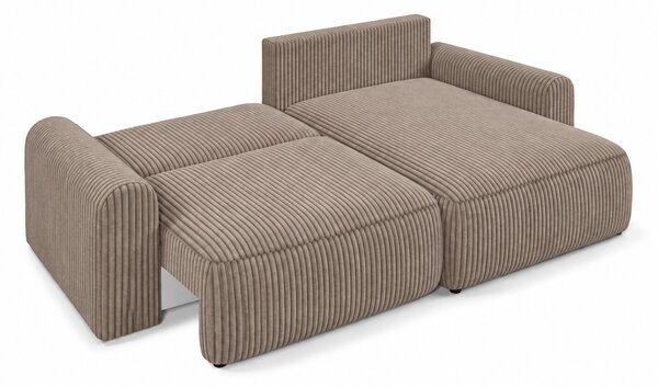 Raztegljiva dvostranska sedežna garnitura v obliki črke L NORDEN TILIA 250x140 cm, svetlo rjava