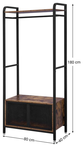 Odprta omarica s prostorom za shranjevanje 80 x 180 x 40 cm, rustikalna | VASAGLE