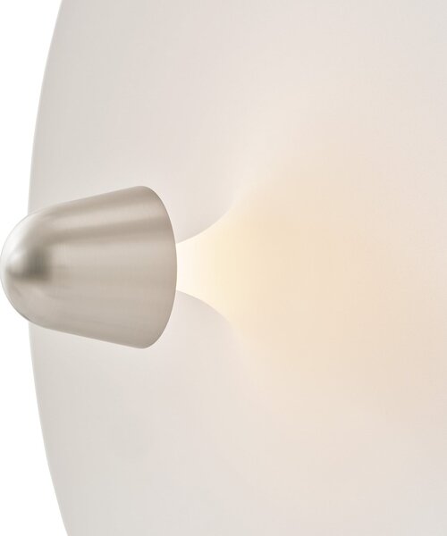 New Works LED-stenna svetilka Kantarell, nikljevo-bela, Ø 55 cm, zatemnjen, Bela, Dnevna soba / jedilnica, Aluminij, Dizajn